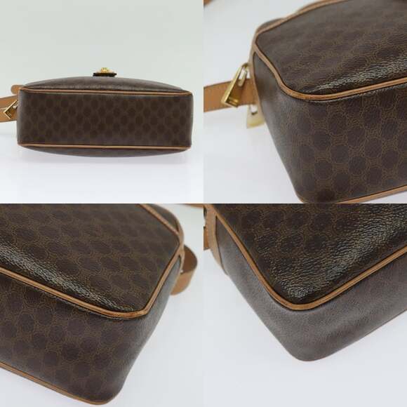 CELINE Macadam Canvas Shoulder Bag Pvc Leather Brown Gold - Picture 10 of 13